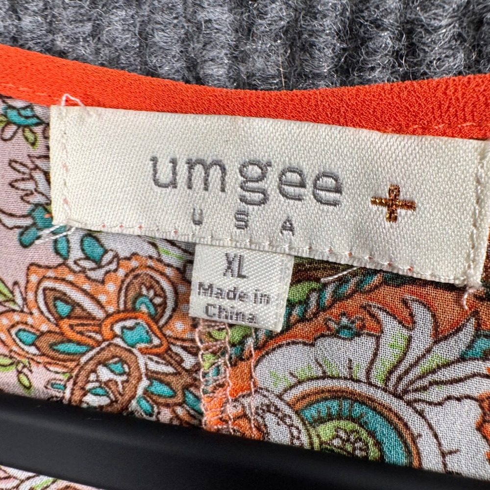 Boho Paisley Crochet Lace Top XL Orange Festival Peasant Blouse Cottagecore - Picture 3 of 8